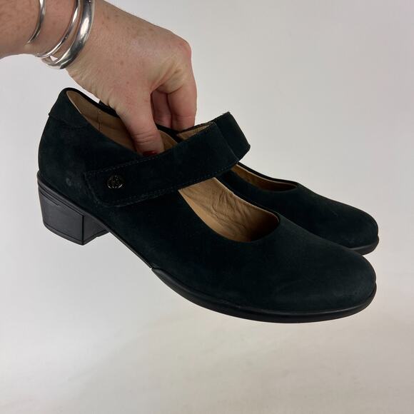 Hartjes mary jane women's size 6.5 black suede minimalist heels comfort shoes - Picture 10 of 11